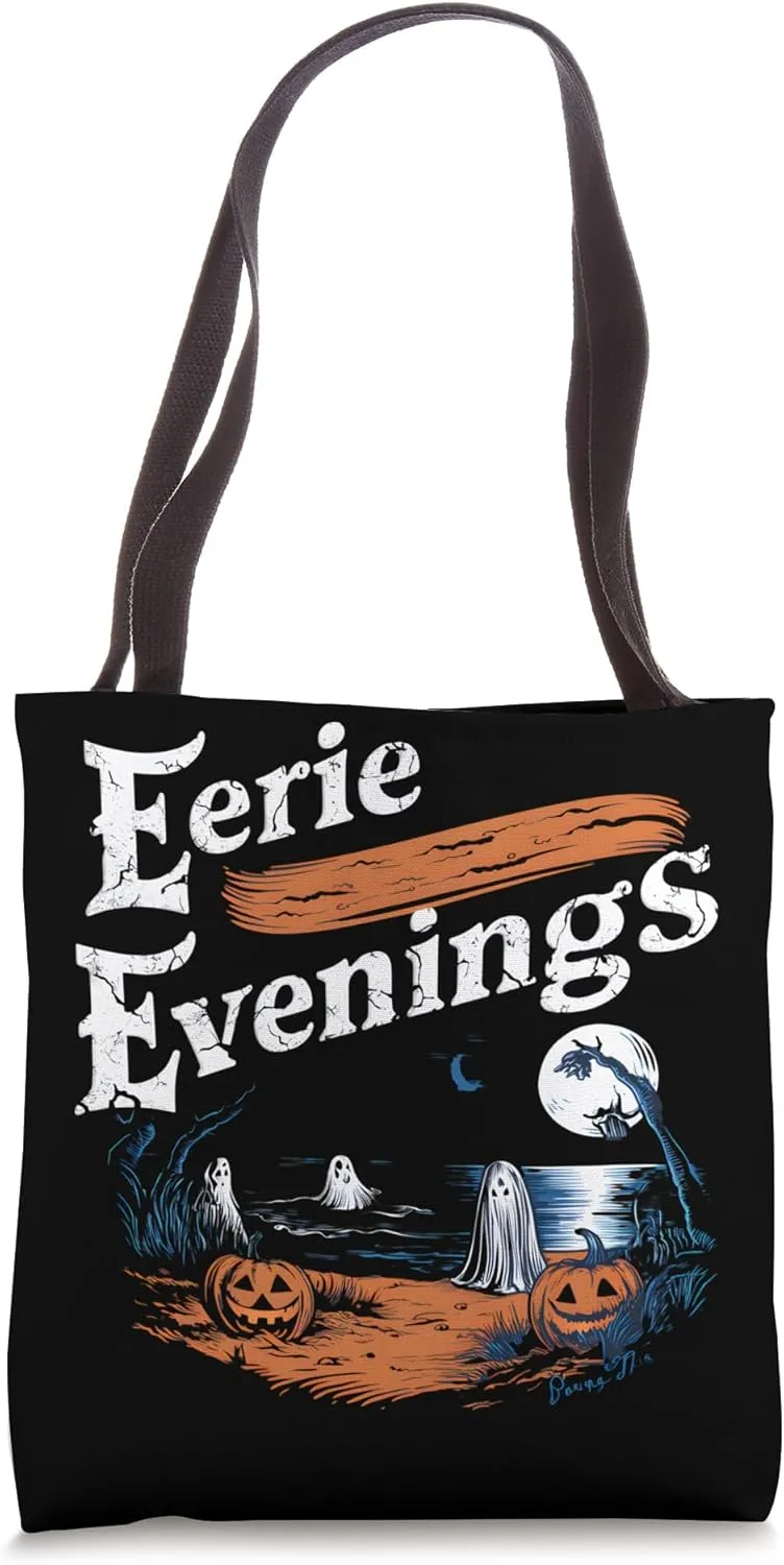 Eerie Evenings Haunted Halloween Scene Tote Bag