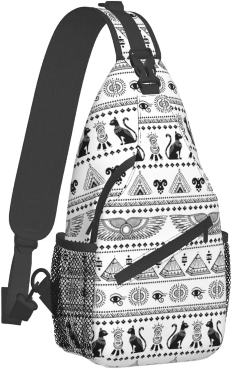 Egyptian Notes Crossbody Bag Hieroglyphs Shoulder Bag Backpack Ancient Egyptian Sling Bag Chest Casual Daypack