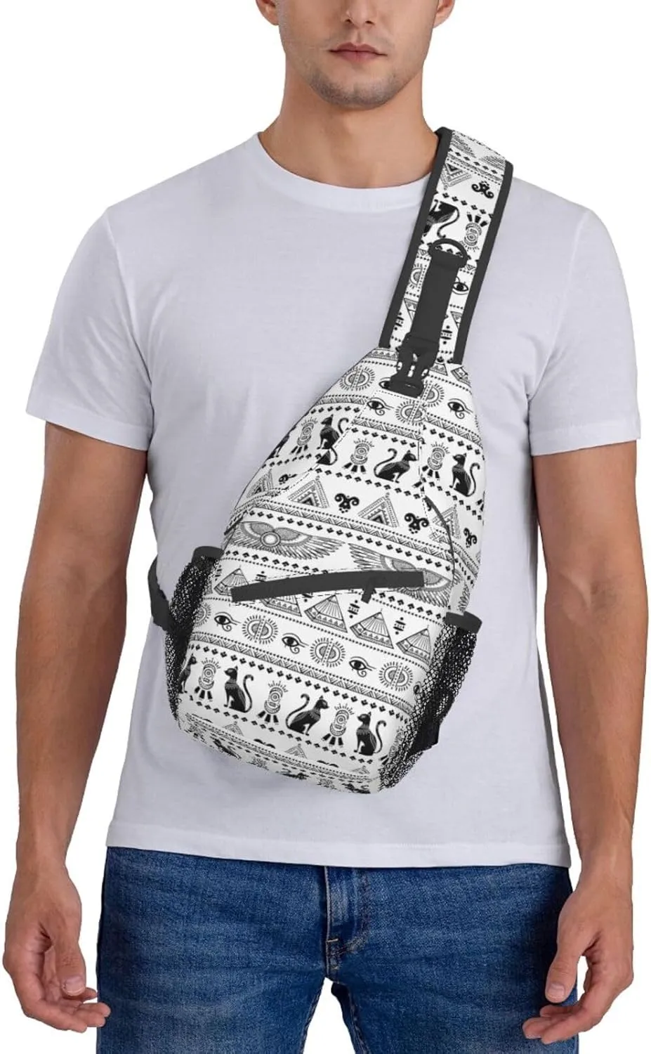 Egyptian Notes Crossbody Bag Hieroglyphs Shoulder Bag Backpack Ancient Egyptian Sling Bag Chest Casual Daypack