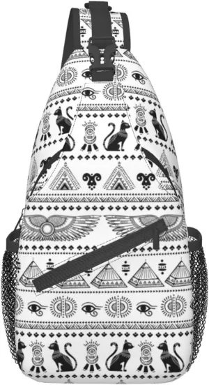 Egyptian Notes Crossbody Bag Hieroglyphs Shoulder Bag Backpack Ancient Egyptian Sling Bag Chest Casual Daypack