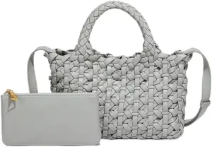 Elegant Braided Tote Bag with Removable Shoulder Strap and Clutch