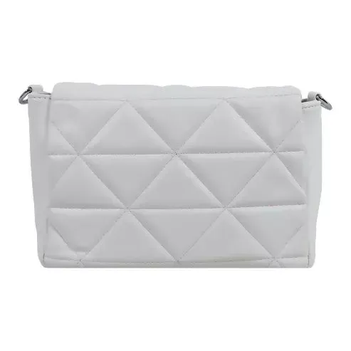 Elegant Quilted Sling Bag with Mini Pouch (White)
