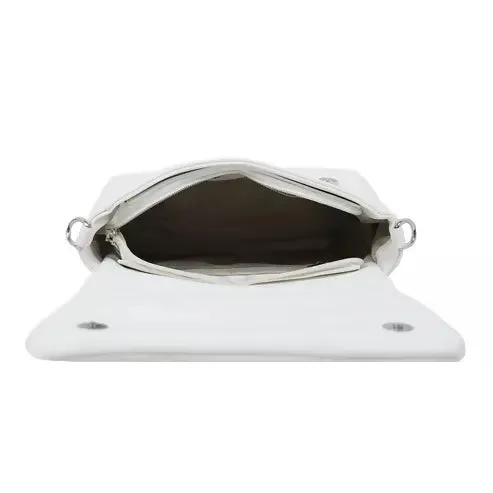 Elegant Quilted Sling Bag with Mini Pouch (White)