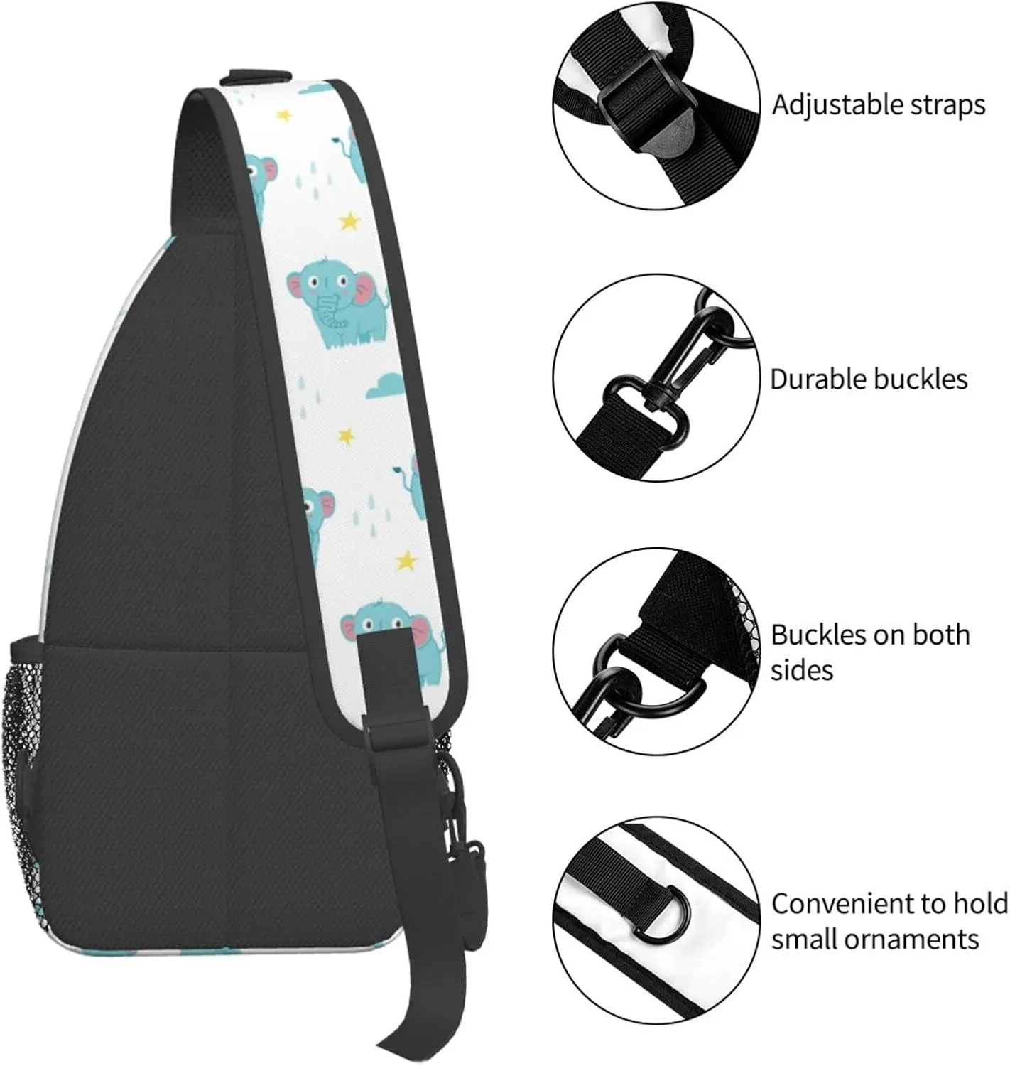 Elephant Crossbody Bag Animal Shoulder Bag Backpack Cute Sling Bag Chest Casual Daypack for Outdoor