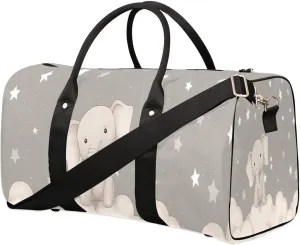 Elephant Printing Travel Duffel Bag for Women Men Waterproof Foldable Overnight Weekender Bag Large Capacity Sports Gym Bag