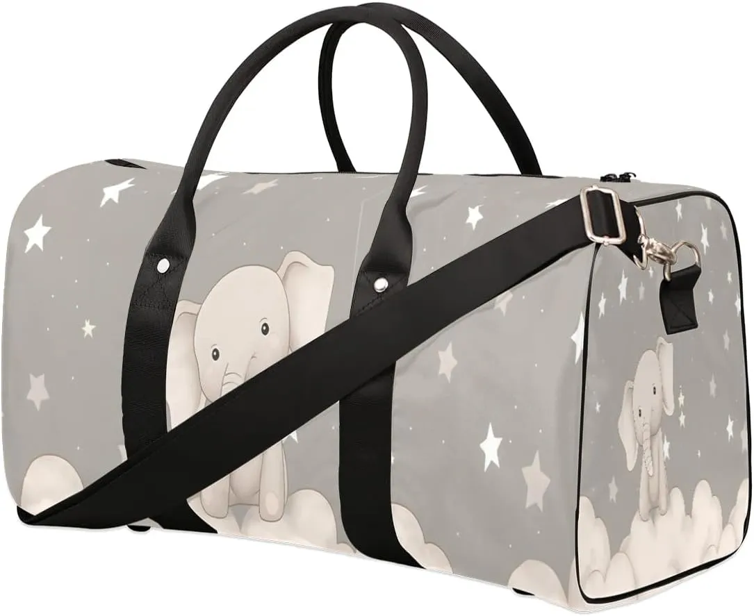 Elephant Printing Travel Duffel Bag for Women Men Waterproof Foldable Overnight Weekender Bag Large Capacity Sports Gym Bag