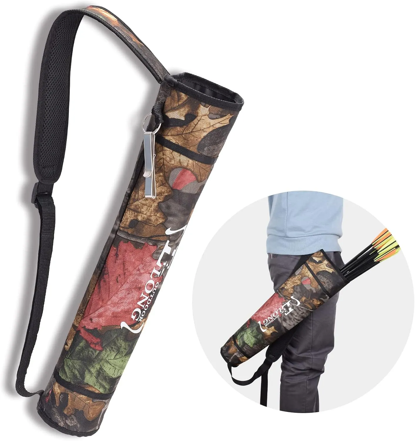 Elong Adjustable Archery Back Arrow Quiver Holder - Upgraded Quiver Arrows for Compound Recurve Bow and Hunting Target Practicing Youth and Adults