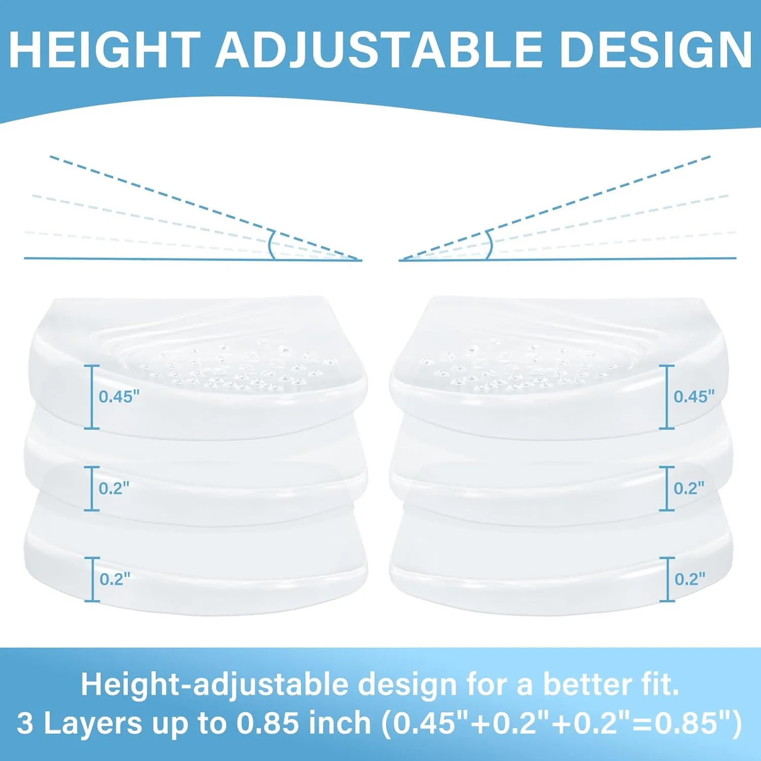 ERGOfoot 2 Packs Supination Correction Insoles, 3 Layers Adjustable Heel Wedge Inserts for Foot Alignment, Knee Pain, Bow Legs, Osteoarthritis (L: W 8-12 | M 7.5-14)