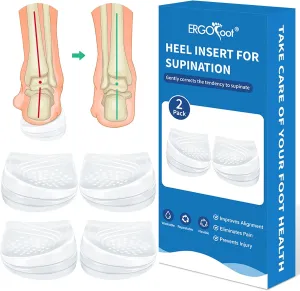 ERGOfoot 2 Packs Supination Correction Insoles, 3 Layers Adjustable Heel Wedge Inserts for Foot Alignment, Knee Pain, Bow Legs, Osteoarthritis (L: W 8-12 | M 7.5-14)