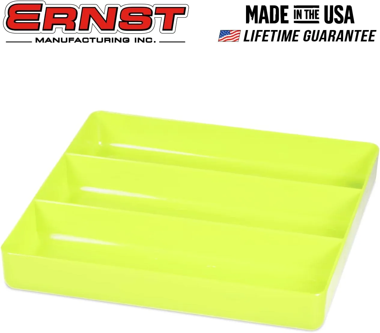 Ernst Manufacturing Toolbox Tray: Stackable Organizer Tray with 3 Compartments - Ideal for Trades, Mechanics, Electricians, Plumbers, Household Use, Hobbies - Heavy Duty - Made in the USA