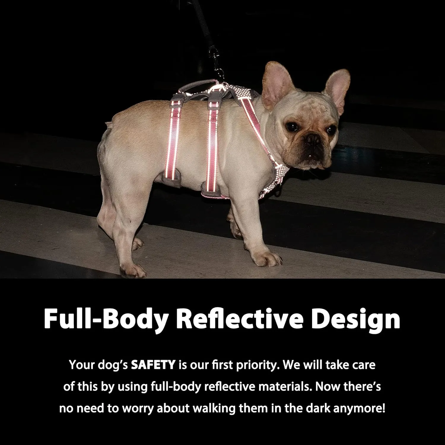 Escape Proof Harness, No Slip Dog Harness Escape Proof, Fully Reflective Harness with Handle, Breathable, Durable, Adjustable Vest for Medium Dogs Walking and Training Gear (Black, M)