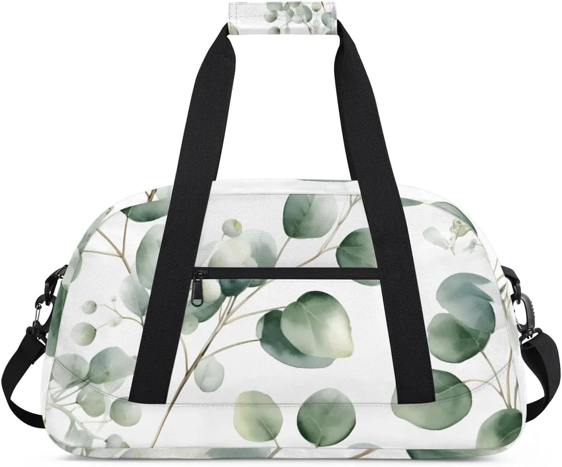Eucalyptus Leaves Boys Girls Gym Bag Dance Perform Training Duffel Bags Weekender Carry-On Tote Luggage Bag Ideal for School Practice or Overnight Trips