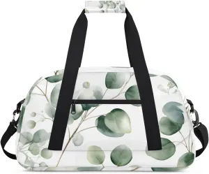 Eucalyptus Leaves Boys Girls Gym Bag Dance Perform Training Duffel Bags Weekender Carry-On Tote Luggage Bag Ideal for School Practice or Overnight Trips