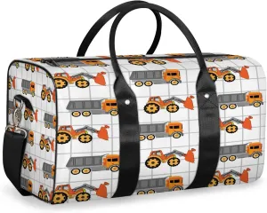 Excavator Tractor Machinery Trucks Travel Duffle Bag for Women Men, Carry On Overnight Bag, Weekend Travel Duffel Tote Bags for Trips Sport Hospital