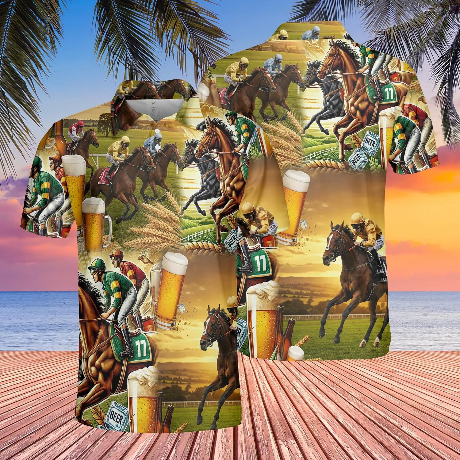 Exciting Summer Men's Polo Shirts - Horse Racing Short Sleeve Regular Fit Golf Shirts for Men Series 20