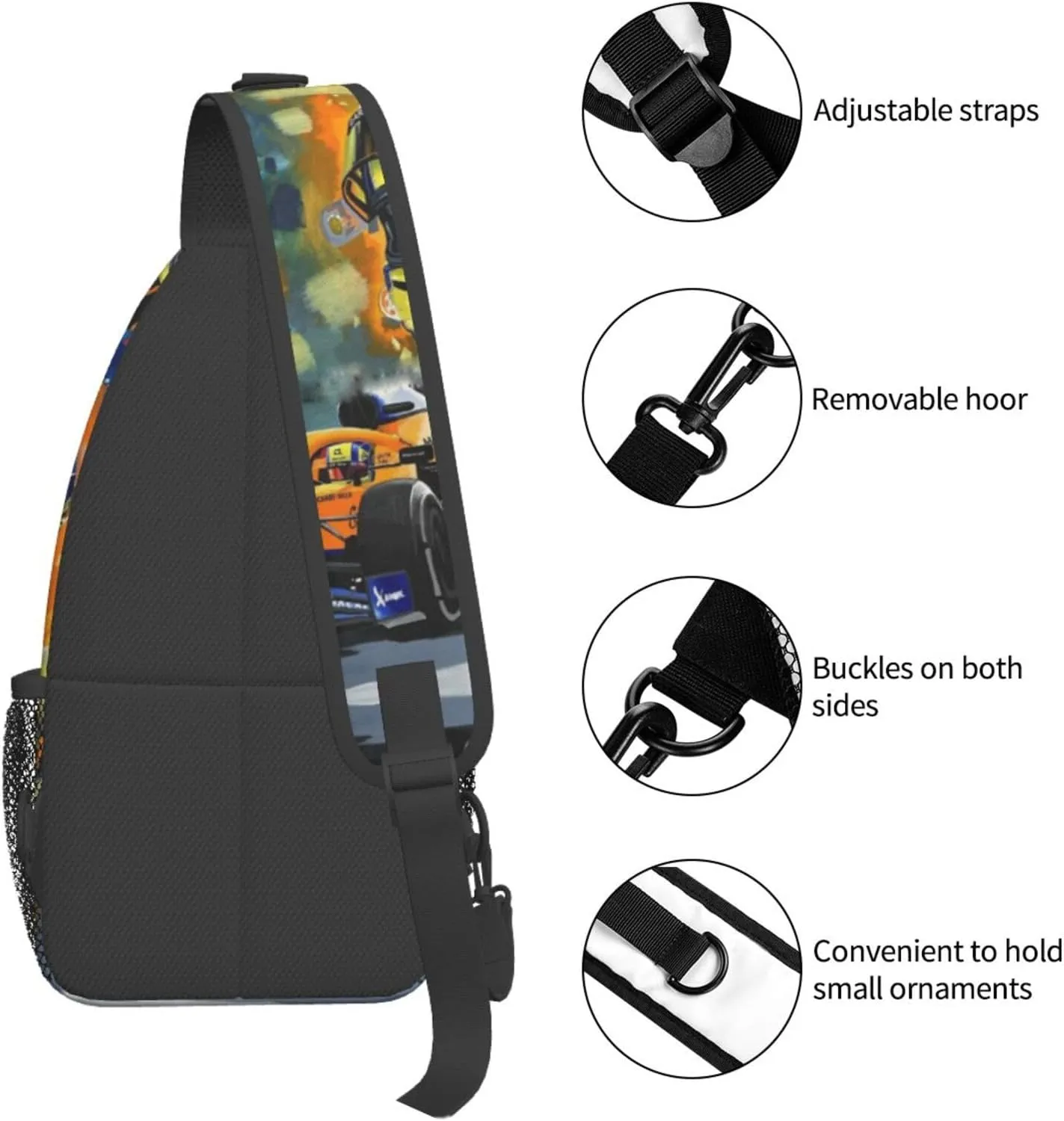 F1 Lando Norris Crossbody Sling Backpack Sling Bag Multipurpose Travel Hiking Chest Bag Daypack