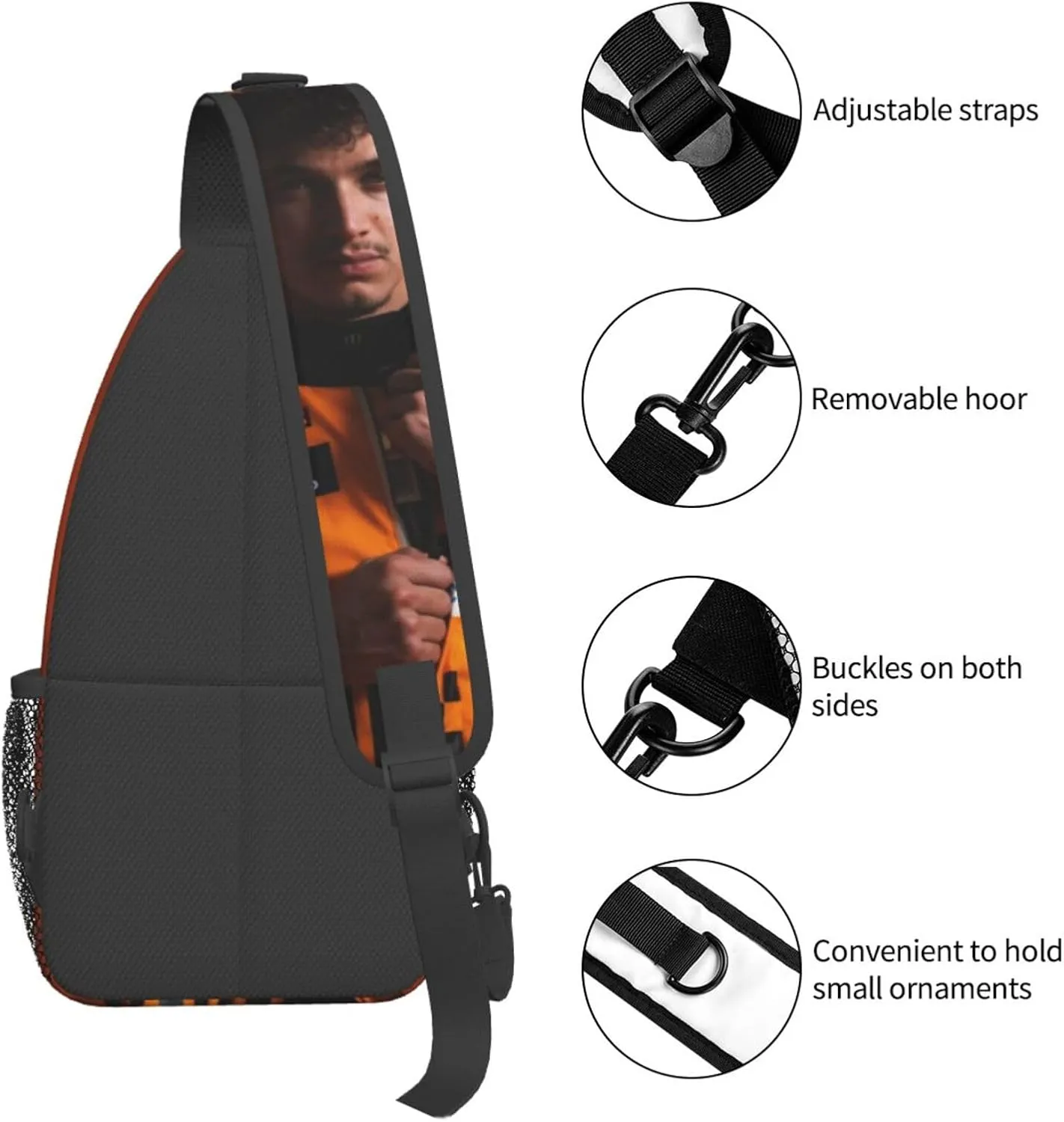 F1 Lando Norris Crossbody Sling Backpack Sling Bag Multipurpose Travel Hiking Chest Bag Daypack