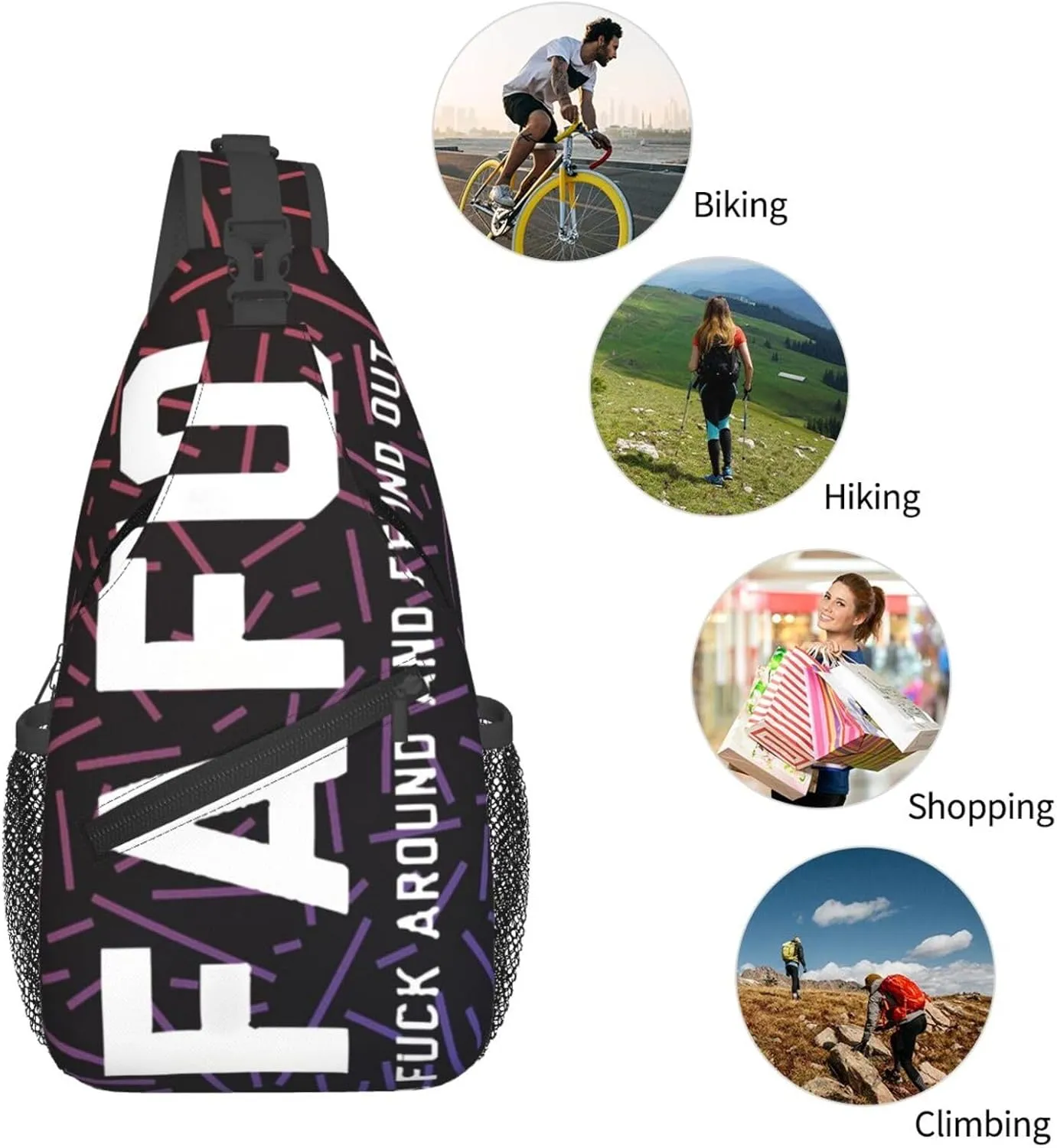 Fafo Fuck Around Find Out Small Crossbody Backpack Sling Bag For Men Women Mini One Shoulder Chest Bags Gym Sport Travel Hiking Daypack