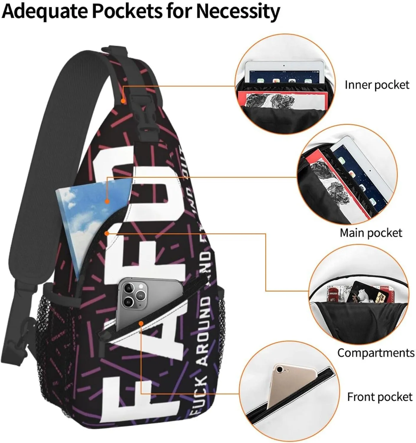 Fafo Fuck Around Find Out Small Crossbody Backpack Sling Bag For Men Women Mini One Shoulder Chest Bags Gym Sport Travel Hiking Daypack
