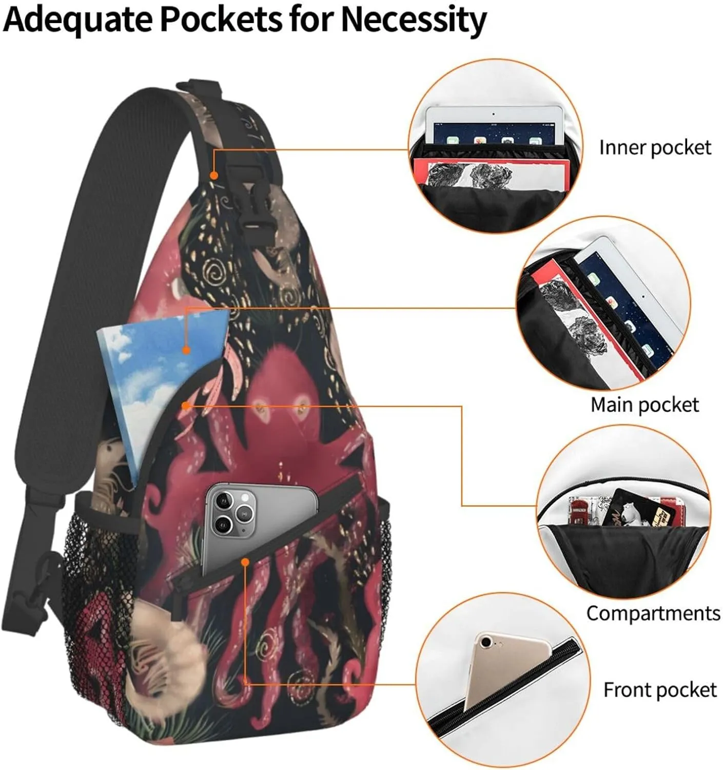 Fashion Chest Sling Bag For Women Men Adjustable Strap Crossbody Shoulder Backpack Hiking Travel Fashion Unisex Daypack