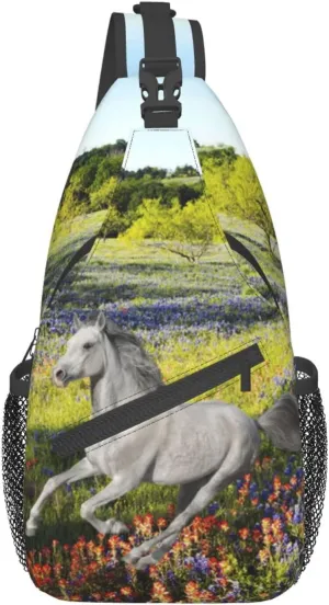Fashion Horse Sling Bag Multipurpose Crossbody Backpack Adjustable Travel Hiking Casual Daypack For Men Women