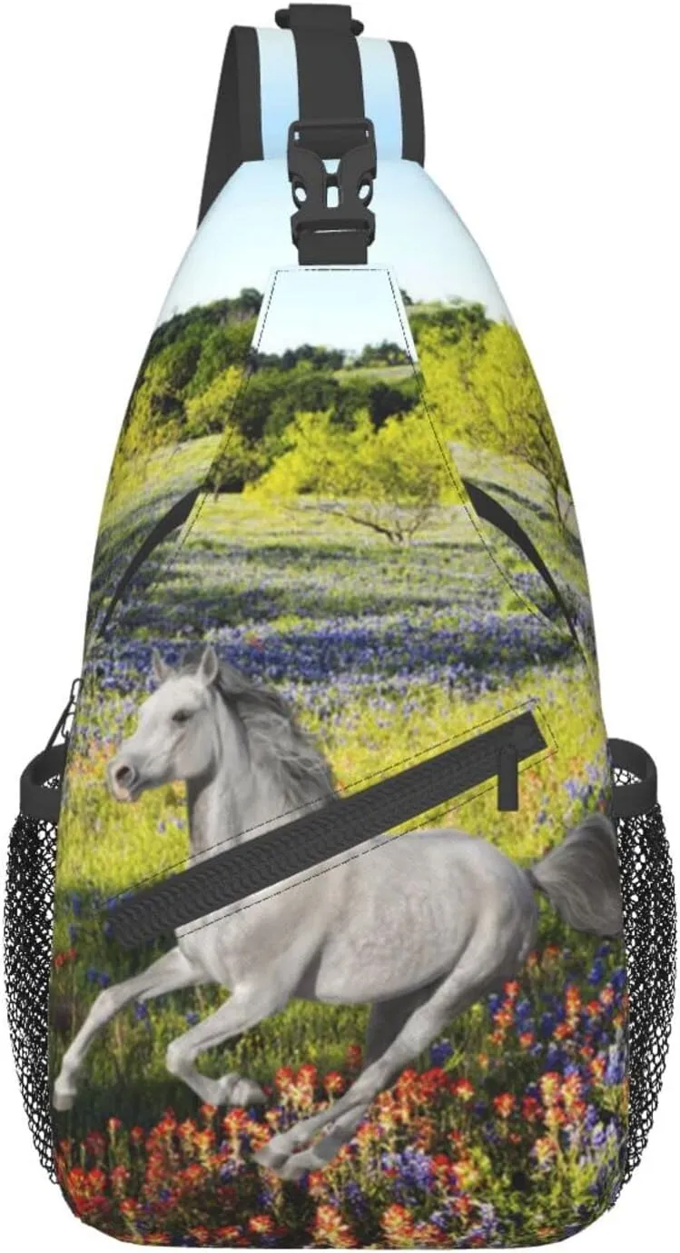 Fashion Horse Sling Bag Multipurpose Crossbody Backpack Adjustable Travel Hiking Casual Daypack For Men Women