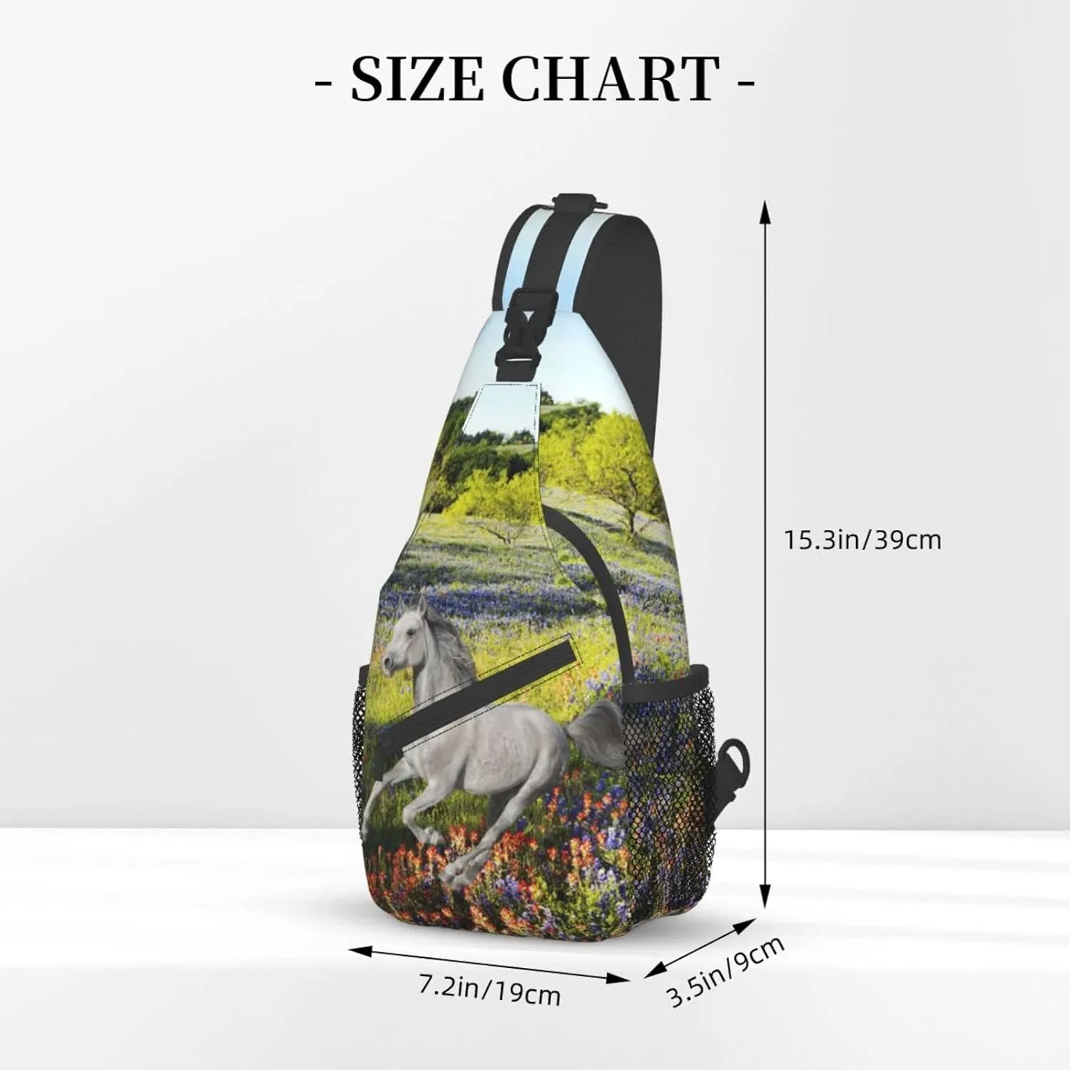 Fashion Horse Sling Bag Multipurpose Crossbody Backpack Adjustable Travel Hiking Casual Daypack For Men Women