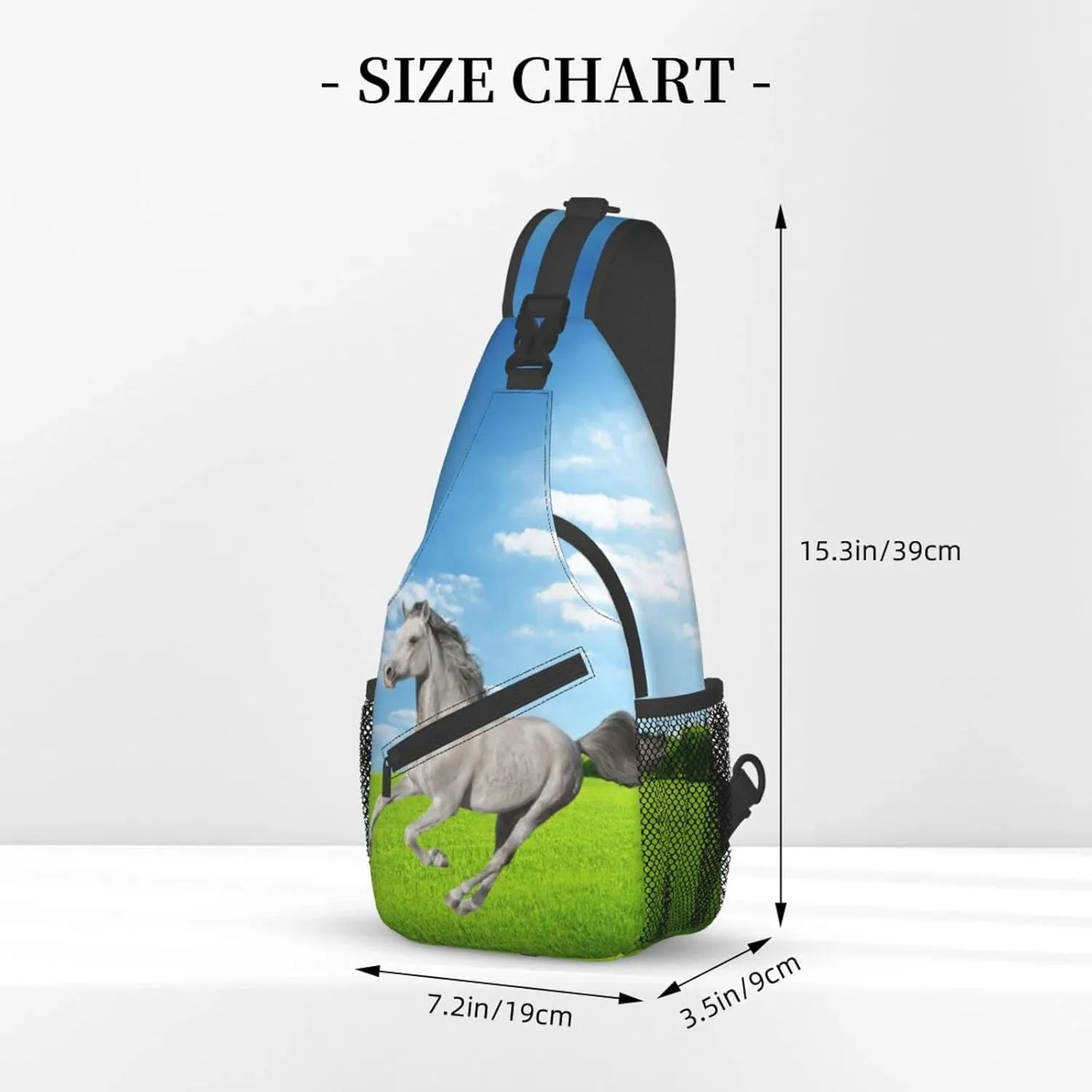 Fashion Horse Sling Bag Multipurpose Crossbody Backpack Adjustable Travel Hiking Casual Daypack For Men Women