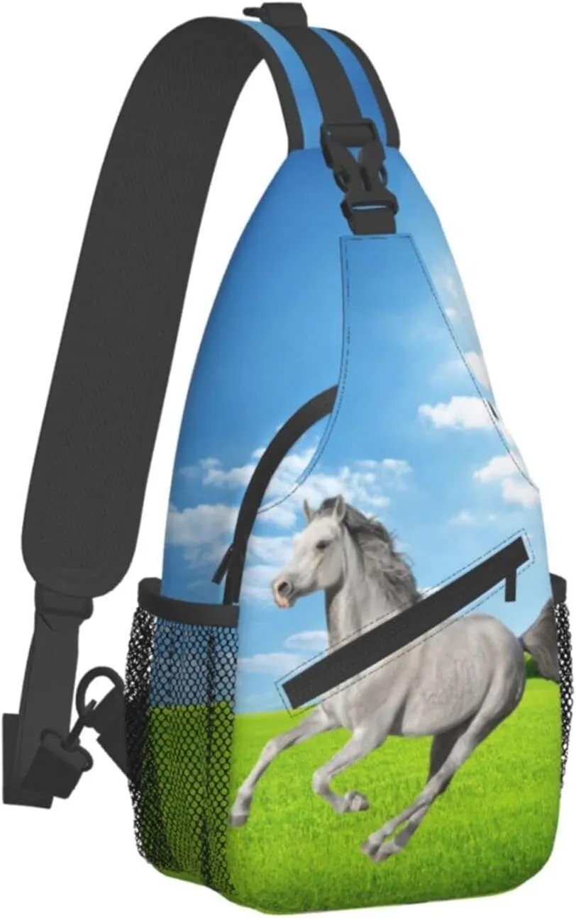 Fashion Horse Sling Bag Multipurpose Crossbody Backpack Adjustable Travel Hiking Casual Daypack For Men Women
