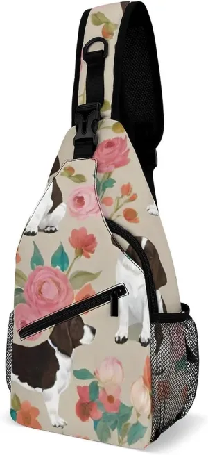 Fashion Sling Bag, English Springer Spaniel Dog Art Chest Pack Crossbody Bags, Tool Backpack, Gym Bags Sack Daypack Outdoor Backpack for Man Women Lady