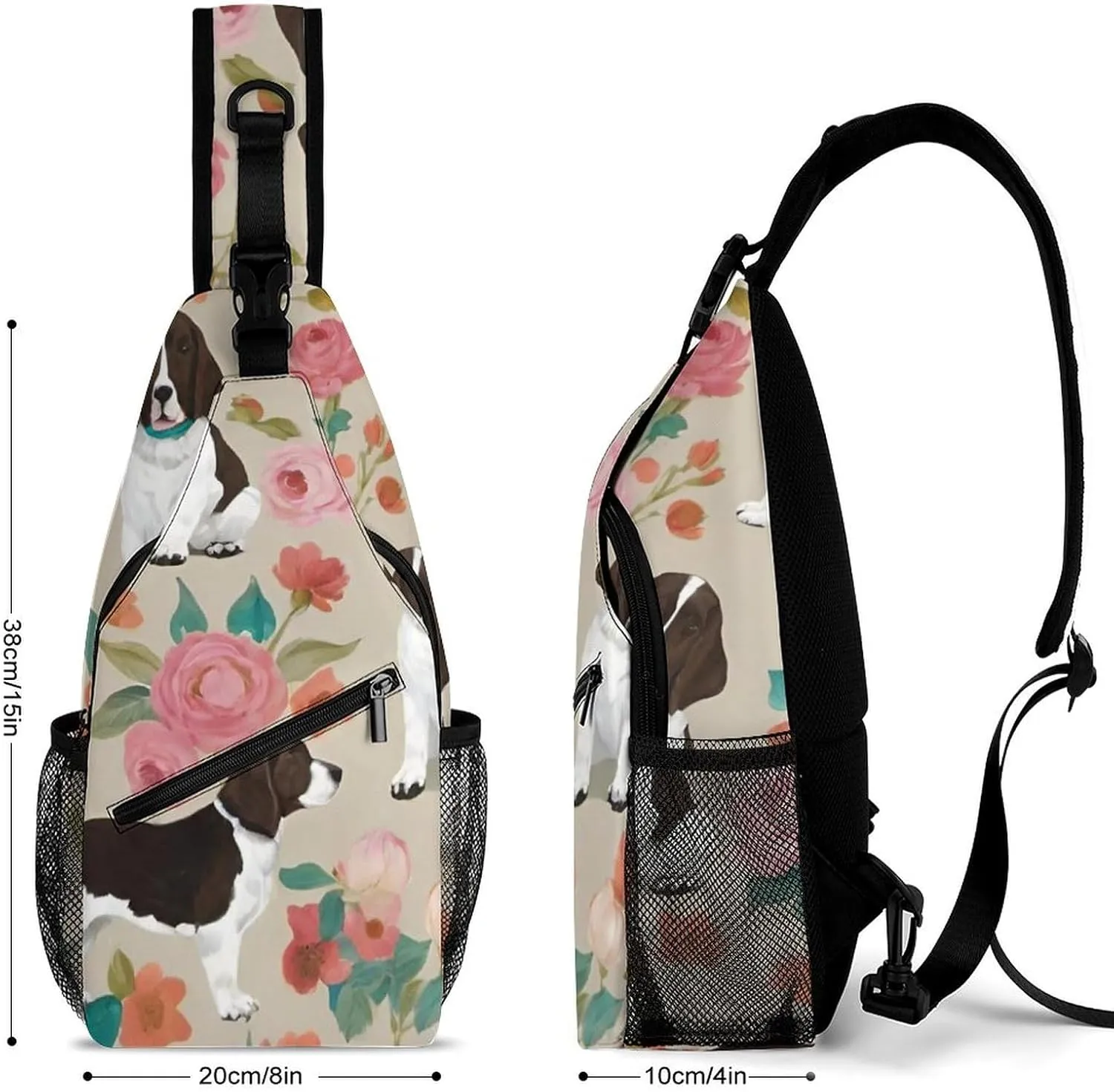 Fashion Sling Bag, English Springer Spaniel Dog Art Chest Pack Crossbody Bags, Tool Backpack, Gym Bags Sack Daypack Outdoor Backpack for Man Women Lady