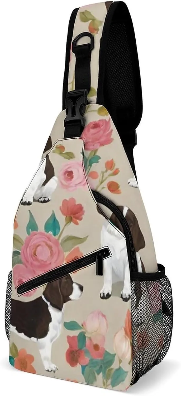 Fashion Sling Bag, English Springer Spaniel Dog Art Chest Pack Crossbody Bags, Tool Backpack, Gym Bags Sack Daypack Outdoor Backpack for Man Women Lady