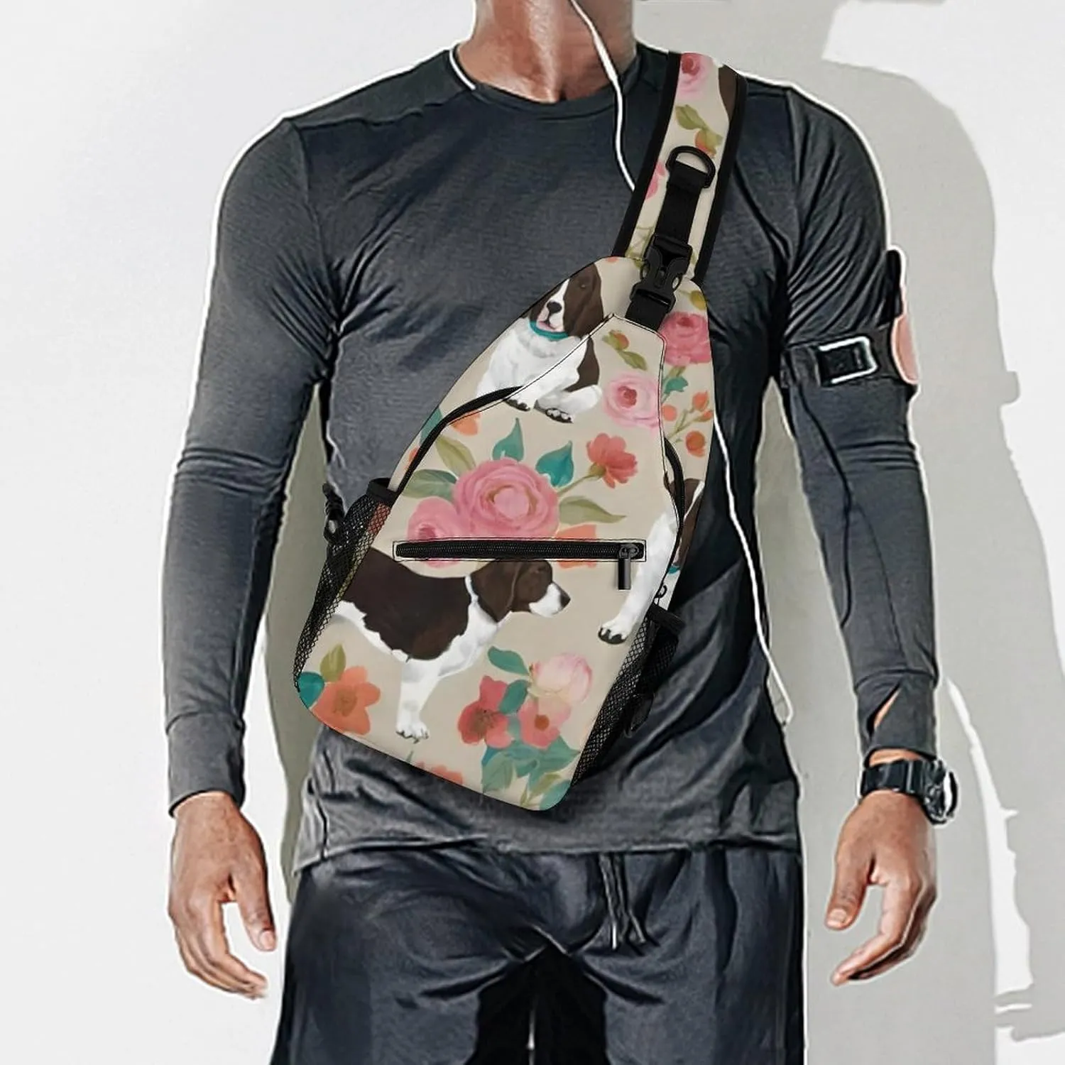 Fashion Sling Bag, English Springer Spaniel Dog Art Chest Pack Crossbody Bags, Tool Backpack, Gym Bags Sack Daypack Outdoor Backpack for Man Women Lady