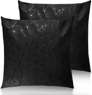 Faux Leather Throw Pillow Covers 18X18 Inch Black Stripe Outdoor Modern Farmhouse Solid Decorative Pillow Covers for Room Couch Living Bedroom Bed Sofa