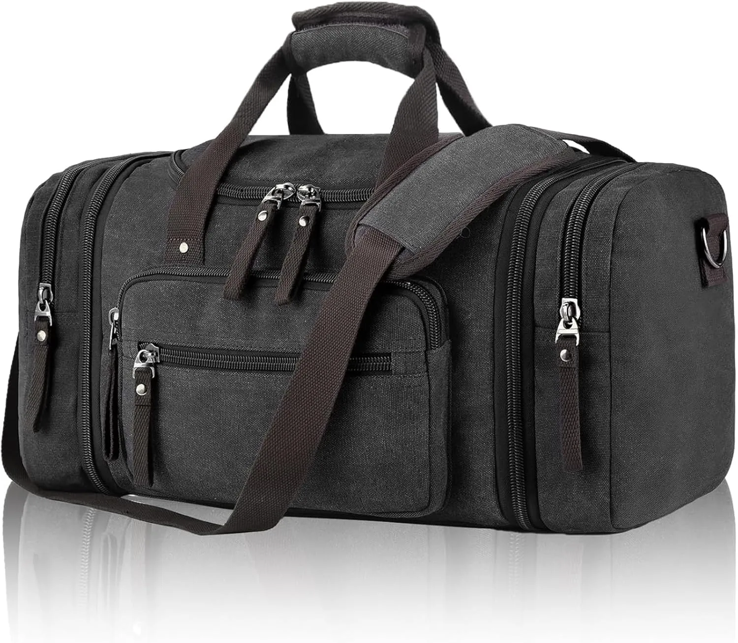 Felipe Varela Duffle Bag for Men, Canvas Expandable Duffel Bag for Travel, Mens Carry On Luggage Bags Traveling Weekender Gym Overnight Duffel Bags for Airplanes, Black