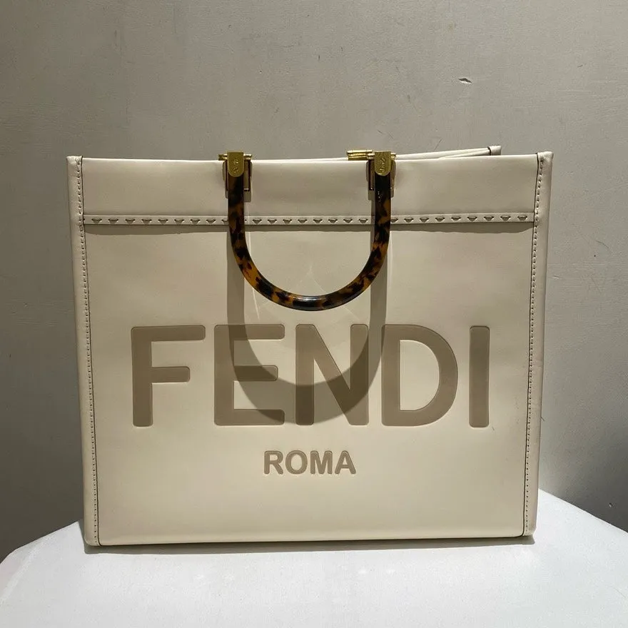 Fendi Medium White Tote Bag -  Designer Handbag