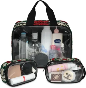 Festive Days Cosmetic Bag,3 Pcs Toiletry Bag Clear Toiletry Bag Toiletry Bag for Women Clear Cosmetic Bag Makeup Organizer Bag Colorful Snowstorms