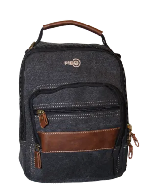 FIB Canvas Sling Bag Shoulder Strap Messenger Travel Pack w Tablet Pocket - Black