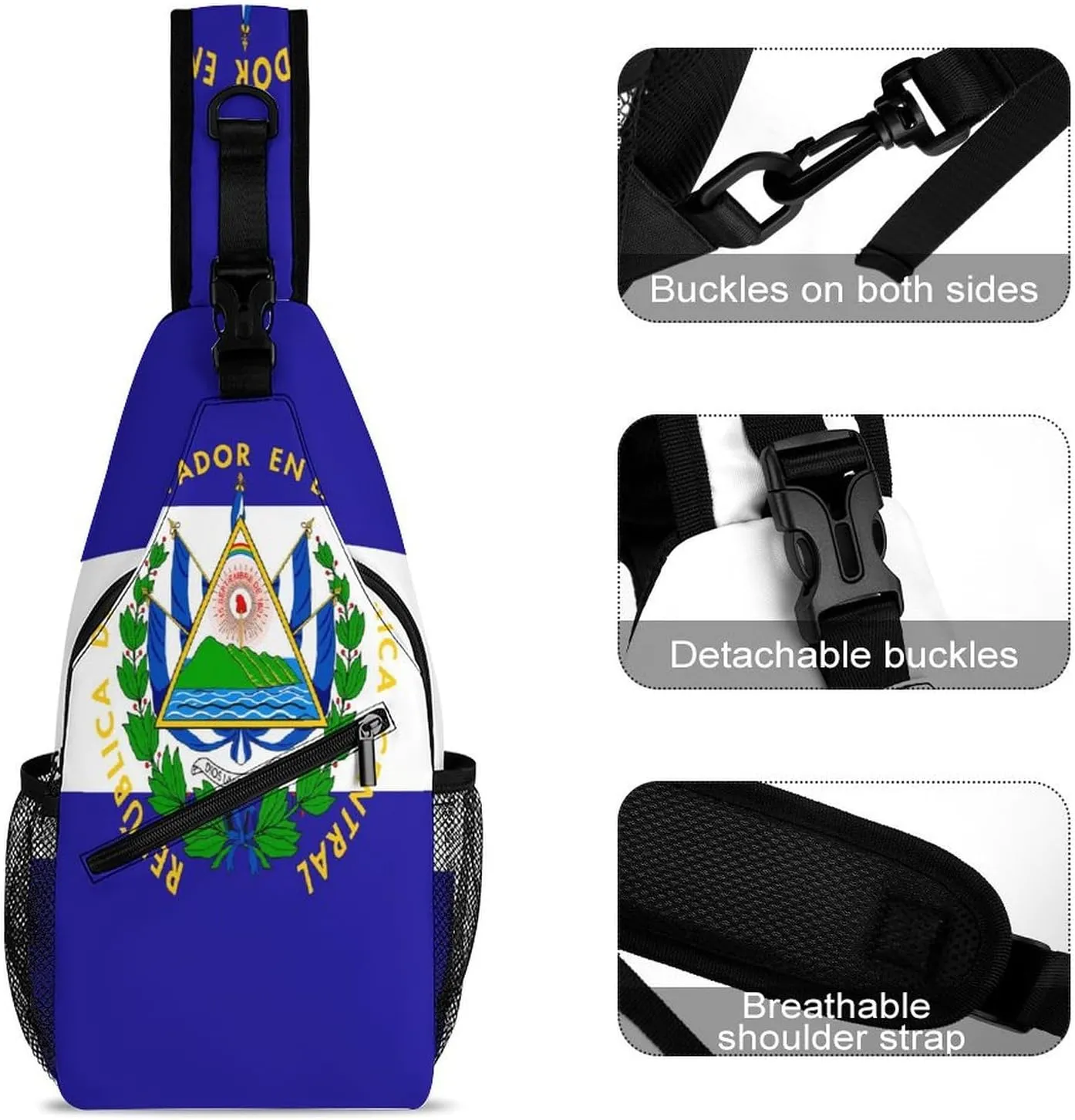 Fiji Flag Sling Bag Crossbody Chest Bag Shoulder Bag For Travel Hiking Cycling Camping