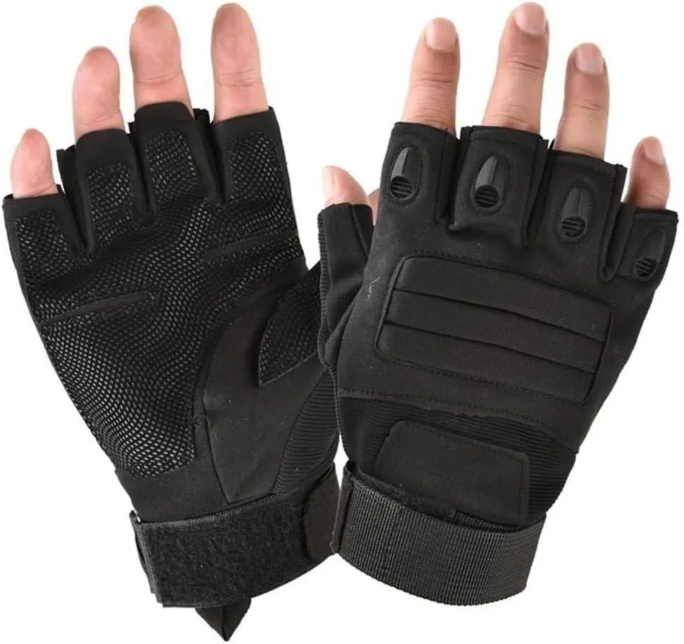 Fingerless Cycling Gloves for Men & Women, Breathable Anti-Slip Shock-Absorbing Gloves (Brown, M)