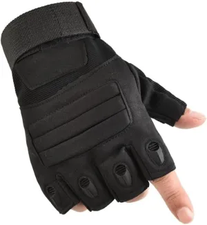Fingerless Cycling Gloves for Men & Women, Breathable Anti-Slip Shock-Absorbing Gloves (Brown, M)