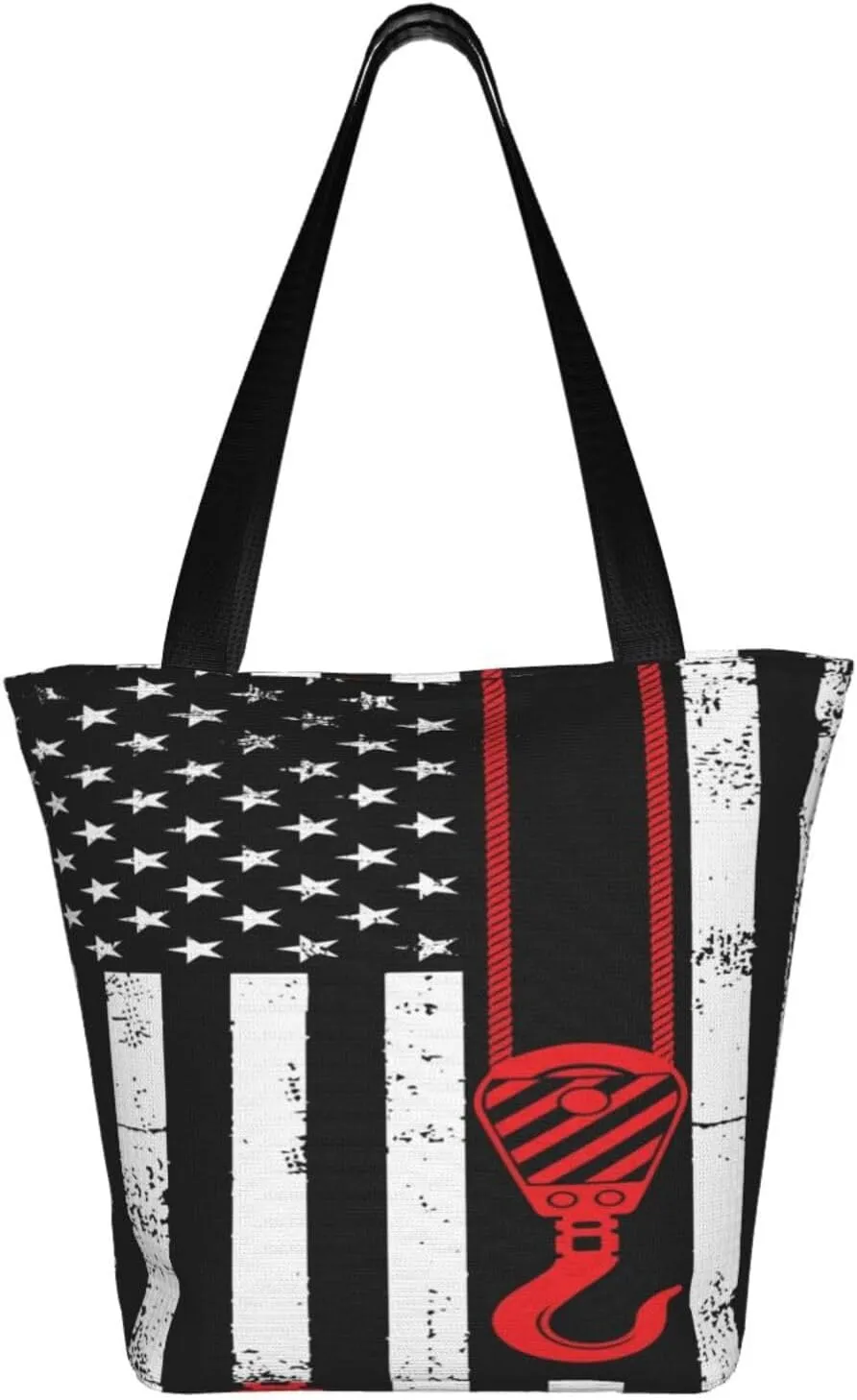 Firefighters Firemen Badges Fire Trucks Flames Women's Tote Bag Lightweight Shopping Handbag Travel Shoulder Bag