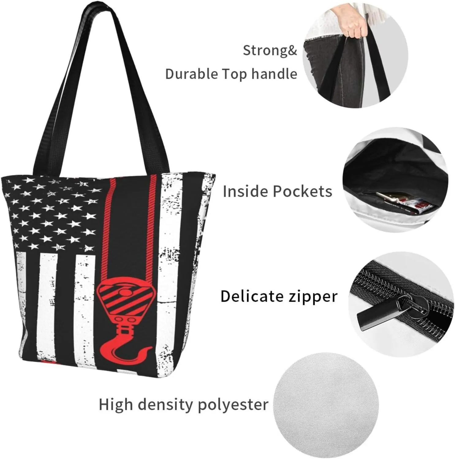 Firefighters Firemen Badges Fire Trucks Flames Women's Tote Bag Lightweight Shopping Handbag Travel Shoulder Bag