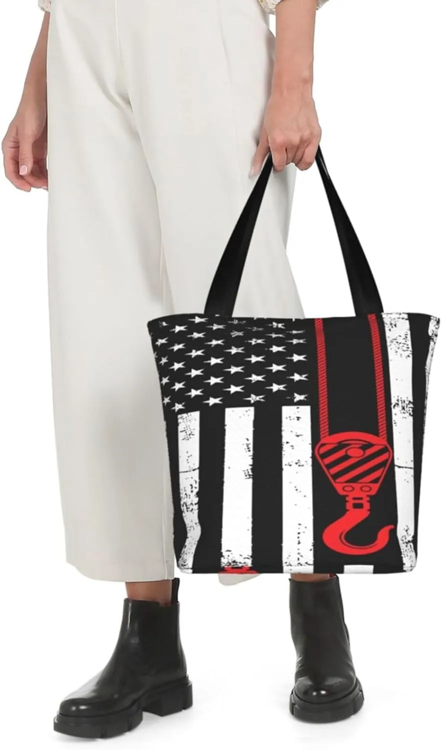 Firefighters Firemen Badges Fire Trucks Flames Women's Tote Bag Lightweight Shopping Handbag Travel Shoulder Bag