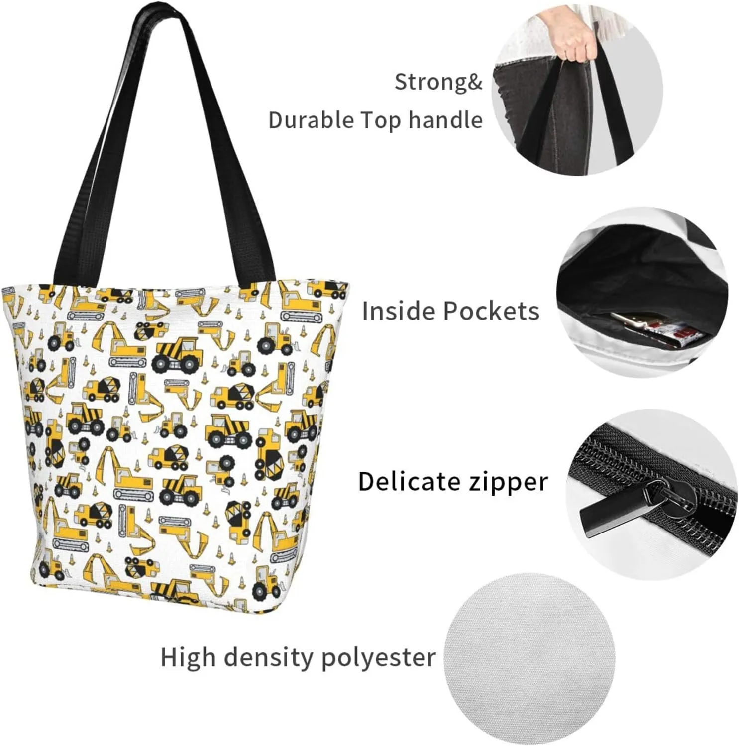 Firefighters Firemen Badges Fire Trucks Flames Women's Tote Bag Lightweight Shopping Handbag Travel Shoulder Bag