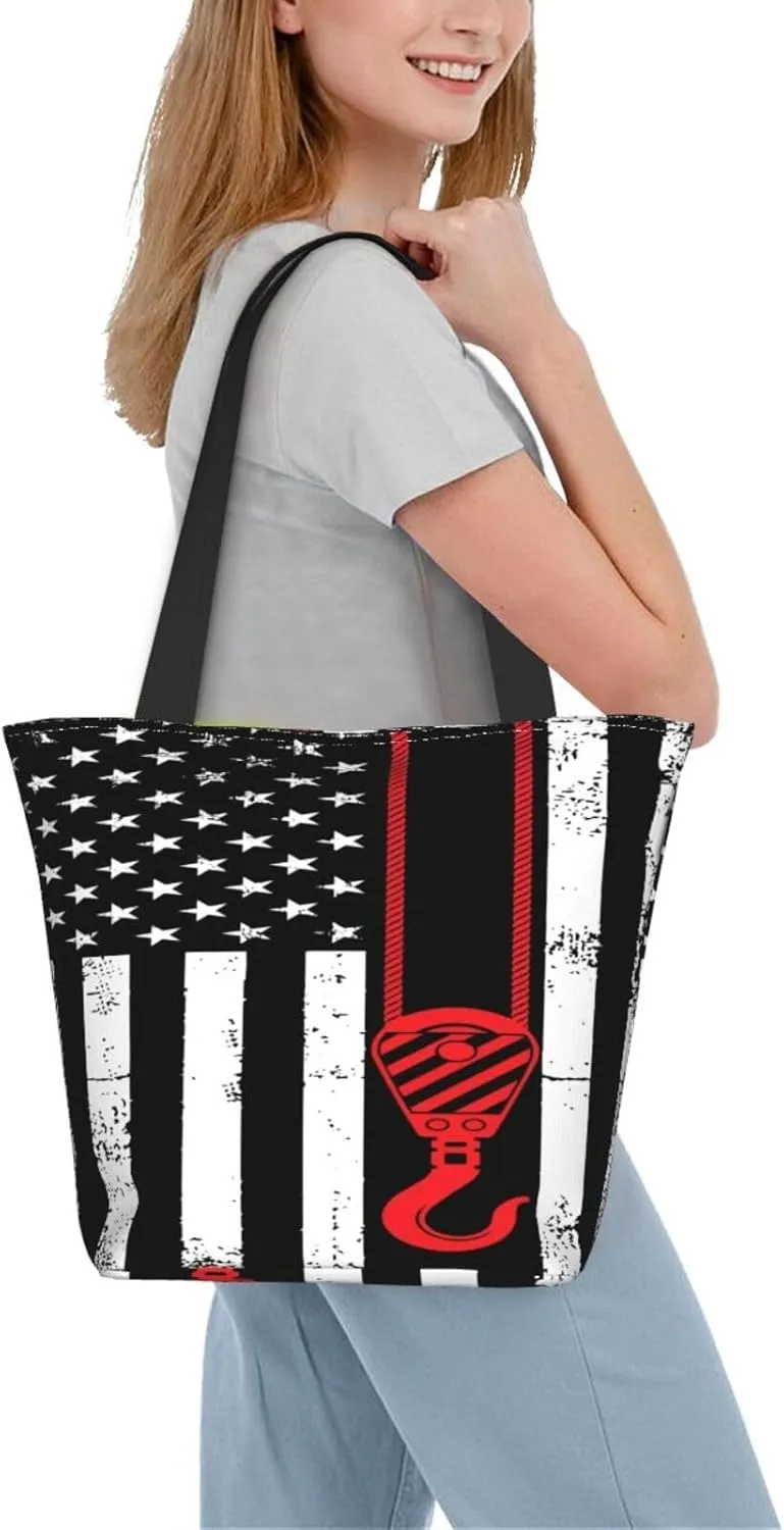Firefighters Firemen Badges Fire Trucks Flames Women's Tote Bag Lightweight Shopping Handbag Travel Shoulder Bag