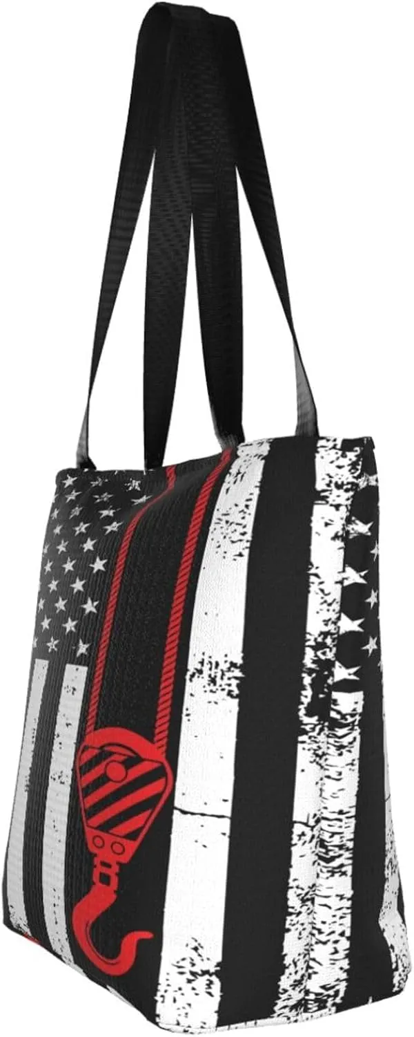 Firefighters Firemen Badges Fire Trucks Flames Women's Tote Bag Lightweight Shopping Handbag Travel Shoulder Bag