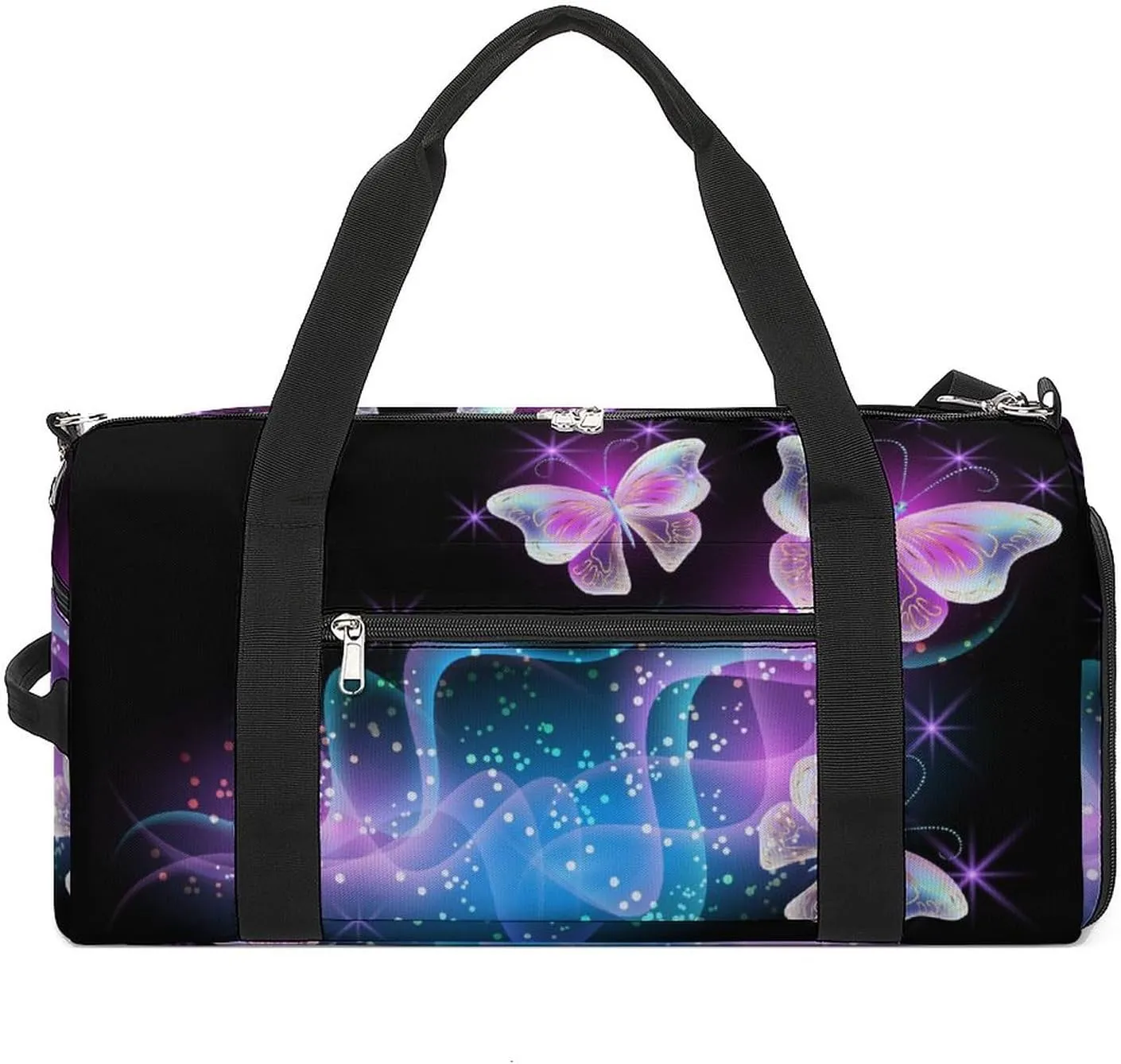 Fireworks Print Sports Tote Gym Bag for Women Men, Overnight Bag with Shoe Compartment Water Resistant