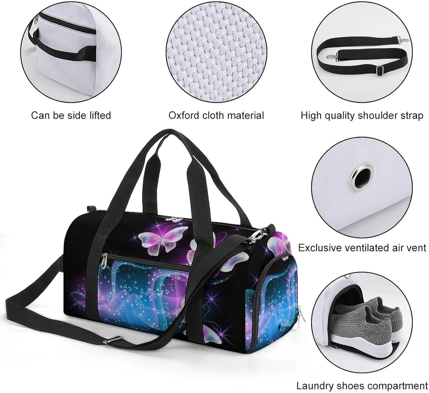 Fireworks Print Sports Tote Gym Bag for Women Men, Overnight Bag with Shoe Compartment Water Resistant