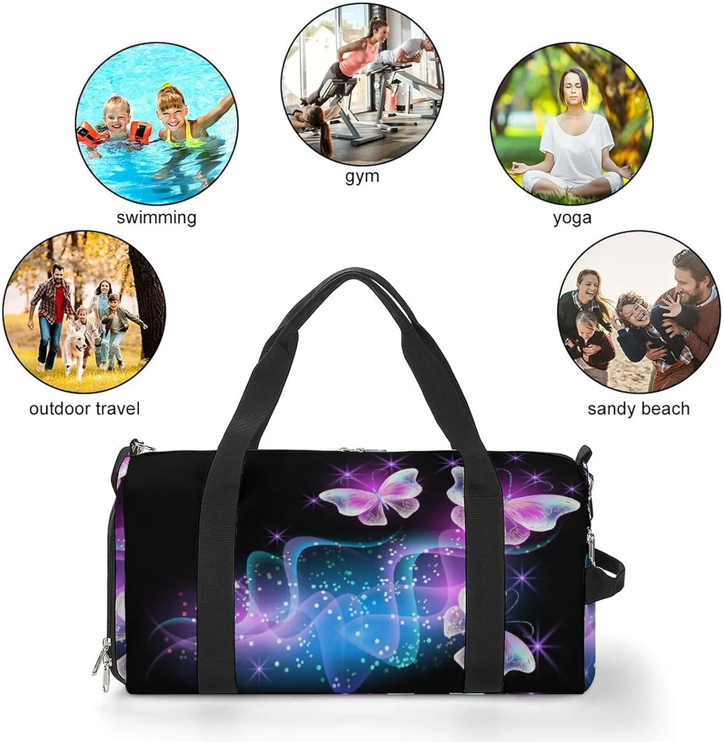 Fireworks Print Sports Tote Gym Bag for Women Men, Overnight Bag with Shoe Compartment Water Resistant